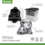 Bulldog Ice Cube Mold Pack of 2 Craft Ice Cube Molds for Whiskey Bourbon Cocktails by Tovolo – Set of 2, Silicone, Charcoal, Model 22012-0048