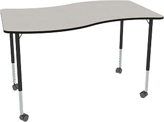 Learniture Structure Series Mobile Wave Collaborative Adjustable Height Table (30" W x 48" L)