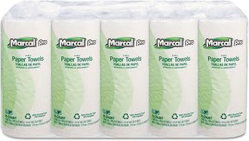 Marcal PRO Recycled Perforated Kitchen Roll Towels, 2-Ply, 11 x 9, White, 70/Roll, 15 Rolls/Carton