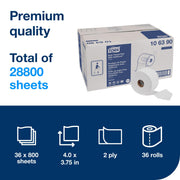 OptiCore Mid-size Toilet Paper Roll White T by Tork – 36 Count (Pack of 1), Fiber, White, Pack of 36, Model 106390
