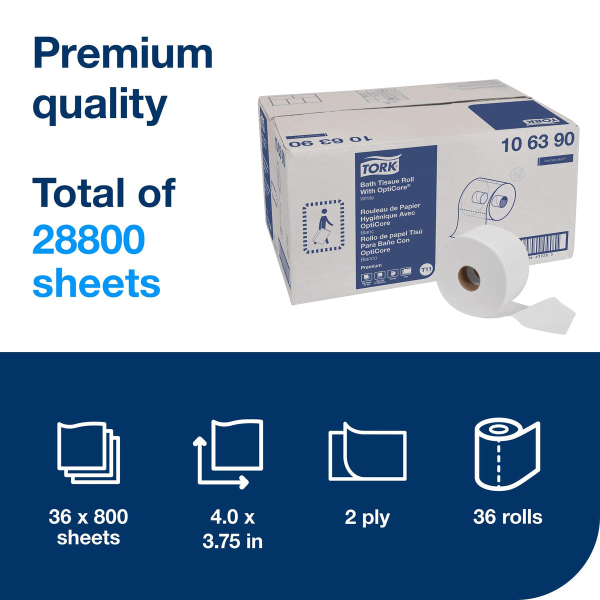 Tork 36 Count (Pack of 1) / White / 1 Toilet Paper