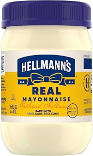 HELLMANN'S Real Mayonnaise 15oz, Mayo Jar Sandwich Spread, Gluten Free 1PK