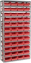 Global Industrial 13 Shelf Steel Shelving with (48) 4" H Plastic Shelf Bins, Red, 36x12x72