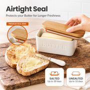 Priority Chef Ceramic Butter Dish with Lid, Large Capacity, White