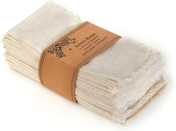 Accent Home Linen Blend Napkins, 18 x 18 Inches, Natural Set of 12