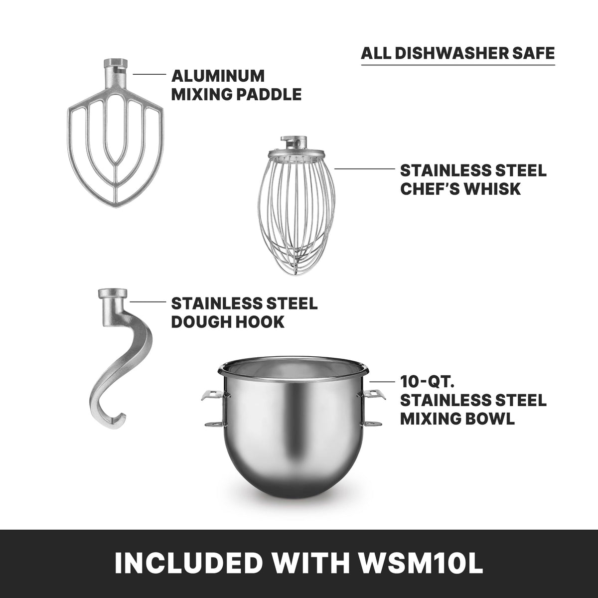 Commercial Luna 10 - 10- Quart Planetary Mixer by Waring – 10 Quart - 3/4 Horsepower, 10.0 quarts, Stainless Steel, Blue, Model WSM10L