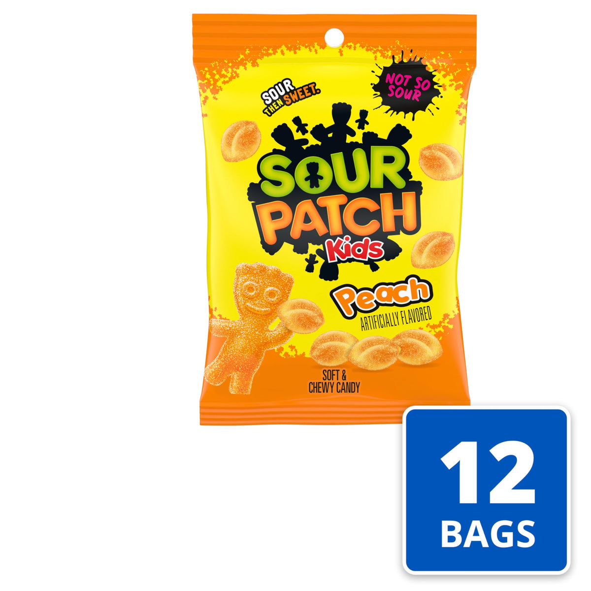 Peach Soft & Chewy Gummy Candy by Sour Patch Kids – 8 Ounce (Pack of 12), Peach, Pack of 12