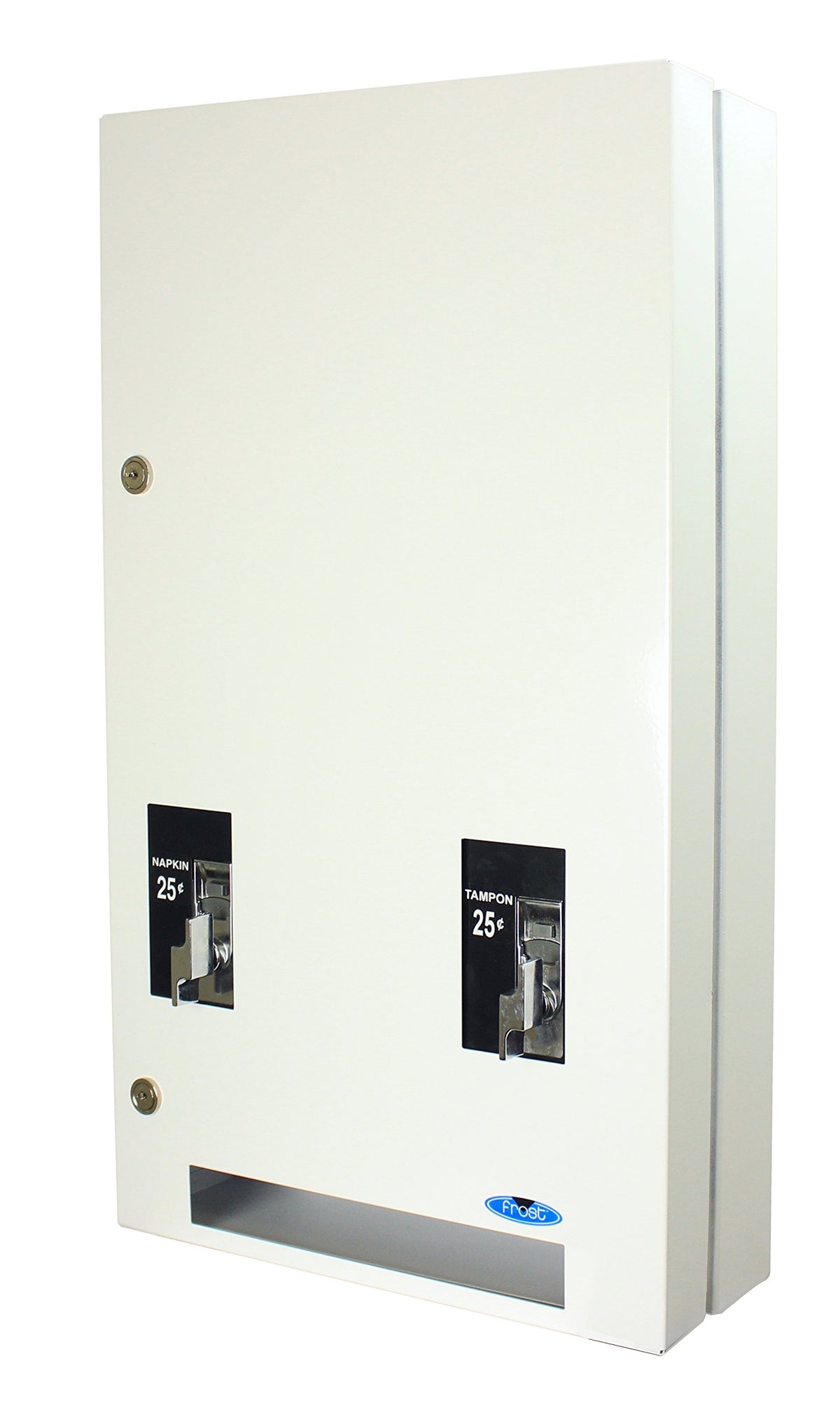 Frost Napkin and Tampon Dispenser by Frost Hats – 14.9" L x 25.4" H x 5.75" D, Alloy Steel, White, Model 608-1-0.25
