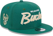 New Era NBA 9FIFTY Men's Script Adjustable Snapback Hat (US, Alpha, One Size, Milwaukee Bucks)