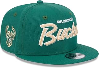 New Era NBA 9FIFTY Men's Script Adjustable Snapback Hat (US, Alpha, One Size, Milwaukee Bucks)