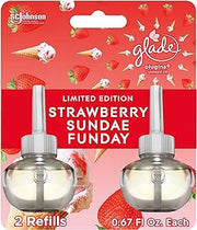 Glade PlugIns Refills Air Freshener, Scented and Essential Oils for Home and Bathroom, Strawberry Sundae Funday, 1.34 Oz, 2 Count