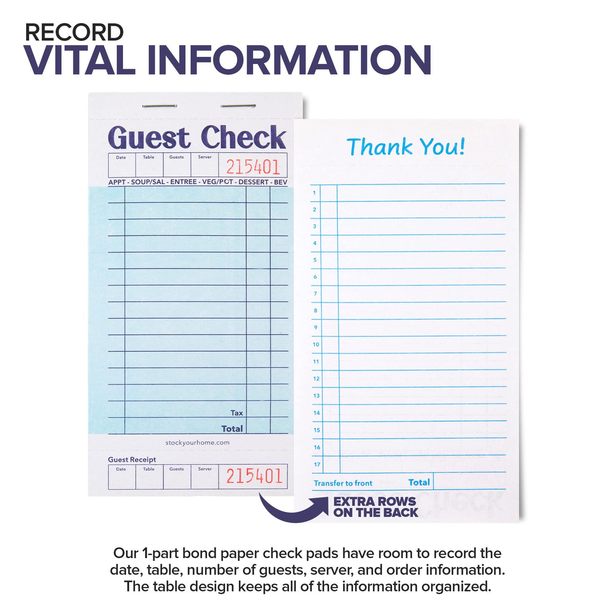 Blue Guest Check Books for Servers (200 Pack) Server Note Pads by Stock Your Home – Pack of 200, Model Stock Your Home