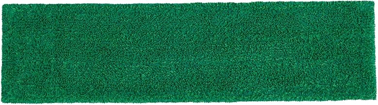 Rubbermaid Commercial Products 18 inch Adaptable Flat Mop Microfiber Pad Green for Janitorial/Professional Cleaners and Light-Duty Cleaning/Mopping with Tab/Pocket Functions
