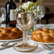 Masoret Crystal Kiddush Cup with Tray, 6.4 Inch, Set 2