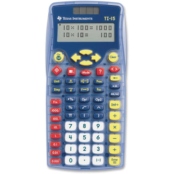® TI-15 Explorer Elementary Calculator by Texas Instruments – Small, Plastic, Blue, Model TI15