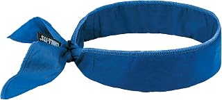 Ergodyne 12399 Chill-Its 6702 Cooling Bandana, Evaporative Polymer Embedded Material for Cooling Relief Solid Blue, One Size