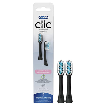 Clic Toothbrush Sensitive Clean Replacement Brush Heads by Oral-B – 1 Count (Pack of 2), Nylon, Black, Model Oral-B Clic Toothbrush Sensitive Clean Replacement Brush Heads