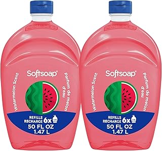Softsoap Limited Edition Seasonal Scents | Extra Large Refill Bottles, 100 FL Oz Total, 2-50 Fl Oz Bottles for Refilling Liquid Hand Wash (Watermelon)