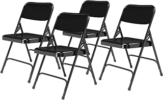 Steel Portable Folding Chairs by National Public Seating – 200 Series Premium Heavy-Duty Foldable Chairs for Indoor & Outdoor, Set of 4 – Comfortable, Durable, Institutional-Grade, Black
