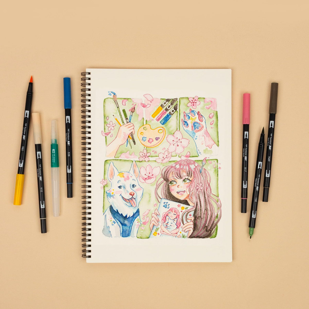 Dual Brush Pen Art Markers by Tombow – 1 Count (Pack of 7), Plastic, Multicolor, Model 72560