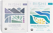 Rishi Tea Lavender Mint & Greek Mountain Herbal Tea - Organic Sachet Tea Bags, Caffeine Free Immune Support Tea Bundle - 15 Count (Pack of 2)