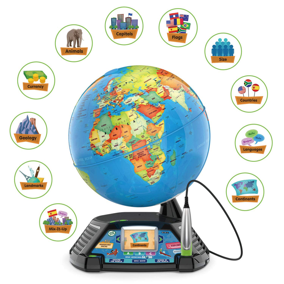 Magic Adventures Globe (Frustration Free Packaging) by LeapFrog – 11" x 10" x 14", Plastic, Blue, Model 80-605401