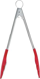 Browne & Co Cuisipro 9-1/2-Inch Silicone Tongs with Teeth , Red