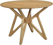 Furnifact Solid Wood Round Dining Table, Mid-Century Modern Walnut Pedestal Table for Kitchen or Dining Room Use, Brown
