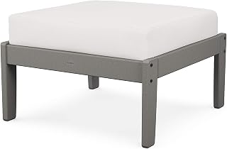 Polywood Braxton Ottoman, Slate Grey/Textured Linen