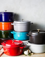 4 Qt. Round Cocotte-cherry Red by STAUB – 24cm, 3.7 liters, Hollow, 03) Cherry, Model 40509-835-0