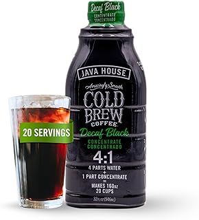 Java House Cold Brew Coffee, Decaf Colombian 4:1 Liquid Concentrate, 32 Ounce Bottle