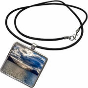 Chile, Tierra del Fuego National Park. Sunbeams on Beagle Channel. Necklace With Rectangle Pendant