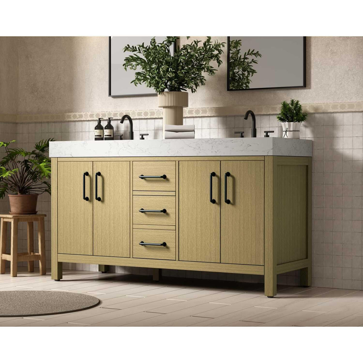 Nathan Bathroom Vanity Honey Brown by Lighting Design – Wood, Honey Brown, Model VF60660DMHB