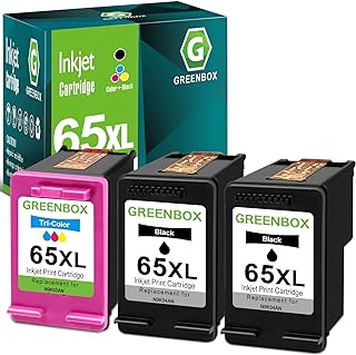 GREENBOX 65XL Ink Cartridges for Envy 5055 DeskJet 3755,2 Black 1 Tri-Color | Compatible for HP DeskJet 3755 3720 3722 3723 3730 3721 3732 3752 3758 2655 2652 2624 2622 Envy 5055 5052 5058, Multicoloured