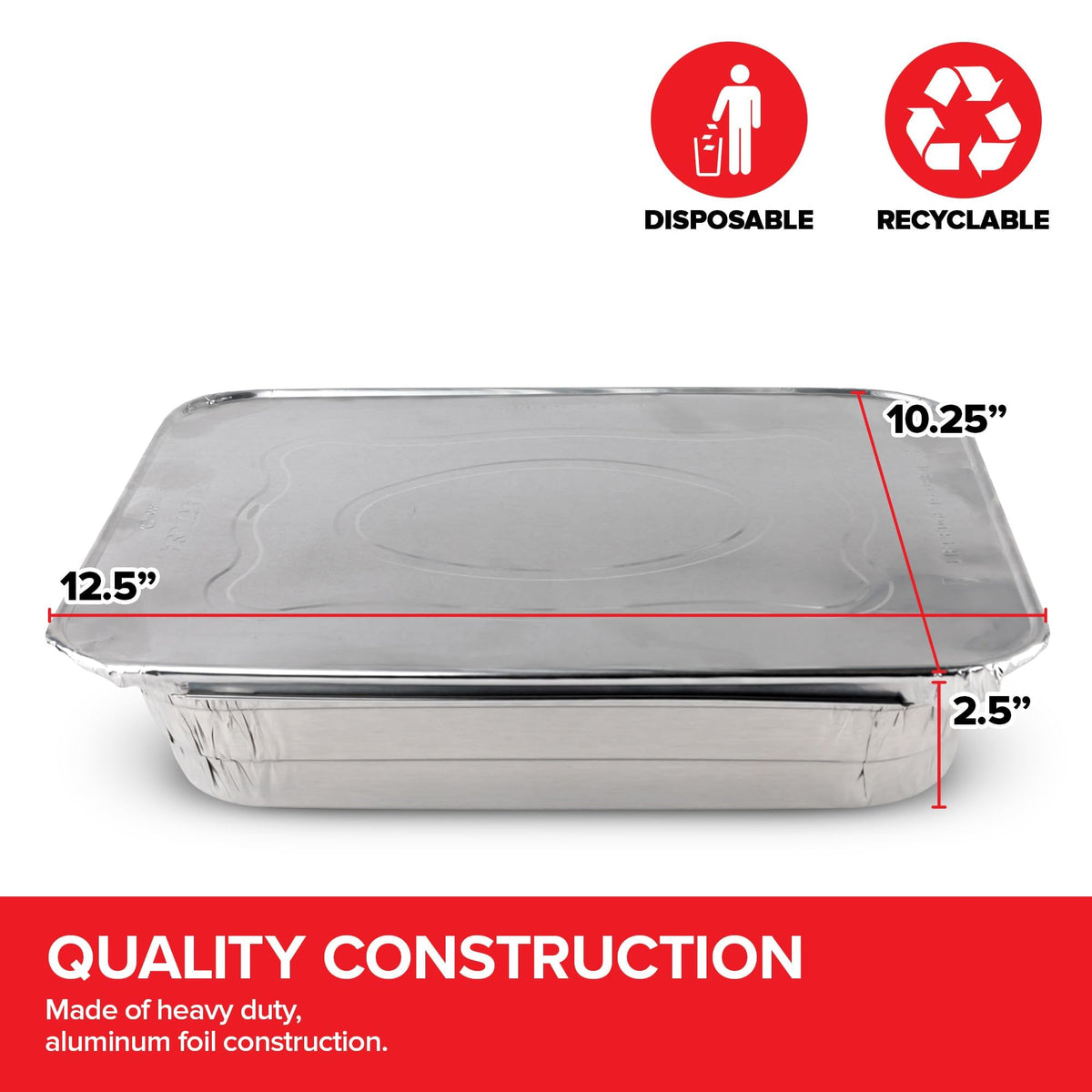 Stock Your Home 30 Pack w/ Lids / Silver / With Lids Disposable Cookware