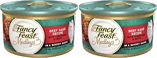 Fancy Feast Purina Medleys in Gravy Beef Ragu Recipe with Tomatoes and Pasta in a Savory Sauce - 3 oz. Cans,(Pack of 48)
