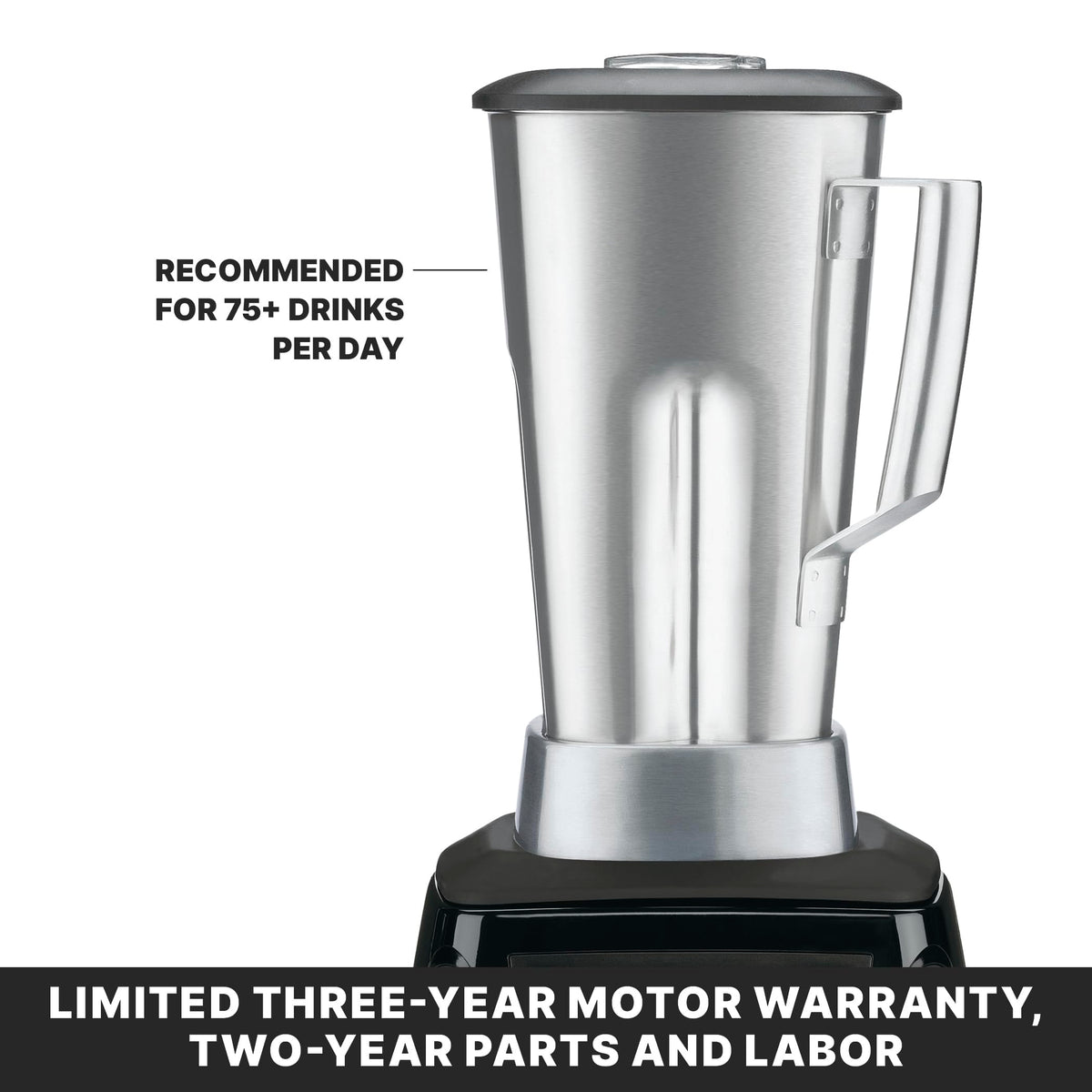 Blender with Paddle Switches & 64 oz. Stainless Steel Jar by Waring – 64 Ounce Stainless Steel Container, 64.0 fluid_ounces, Plastic, Black, Model MX1000XTS