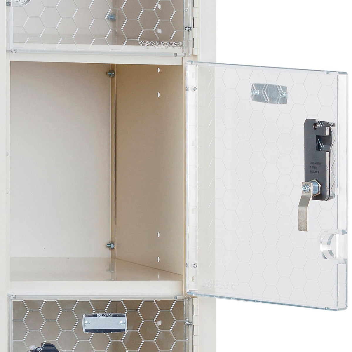 Global Industrial 6-Tier 6 Door Clear View Locker – Digital Lock, 12" Wx15 Dx78 H, Tan, Unassembled