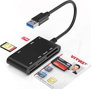 SIM Card Adapter for Computer - 7 in 1 CAC Smart Card Reader Military, MS Pro Duo/SD/TF/M2/ID/IC/PIV/SIM Card Reader, Memory Stick Pro Duo Adapter SIM Card Reader for Computer,PC,Windows,Linux,MacOS