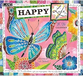 Lang Happy Life 2026 Wall Calendar – 12-Month Calendar with Stapled Binding, Linen-Embossed Joyful Artwork by Lori Siebert, 13.4" × 12"