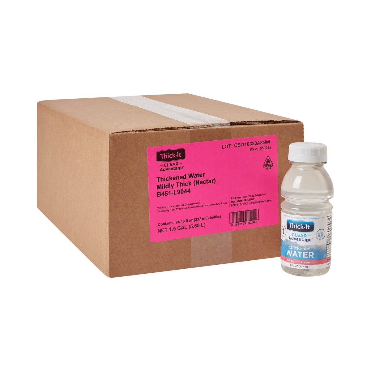 Clear Advantage Mildly Thick/Nectar Water Drink by Thick-It – 8 Fl Oz (Pack of 24), Pack of 24, Model B451-L9044