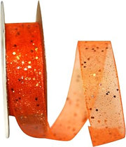 Reliant Ribbon 25740-058-03J Glitter Mono Sheer Ribbon, 5/8 Inch X 25 Yards, Orange