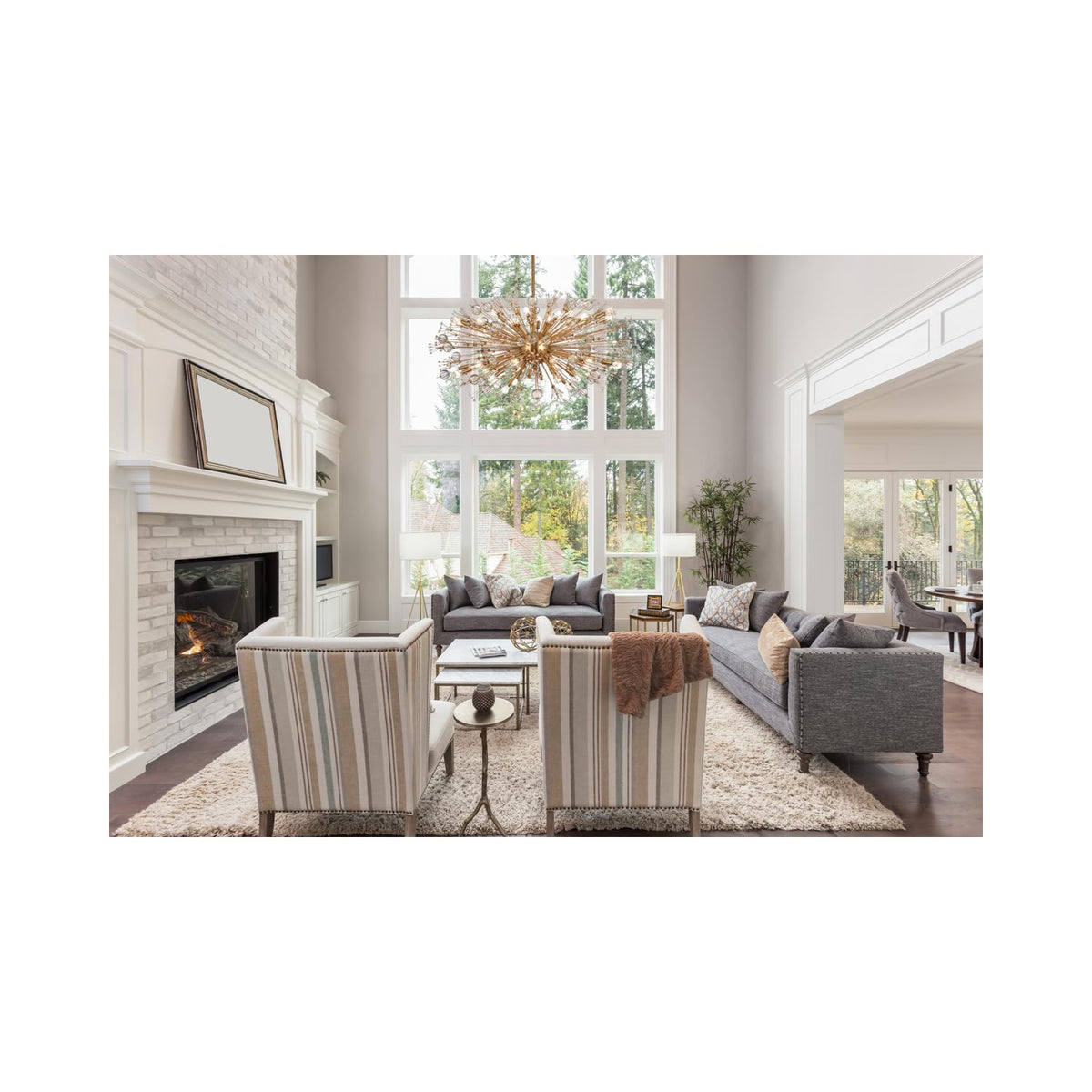 Vera 38 Light Pendant by Lighting Design – Metal, Clear, Model 2550D48SG