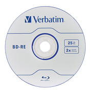 25 GB 2x Blu-ray Single Layer ReWritable Disc BD-RE by Verbatim – 1-Disc Jewel Case, White, Model 95358