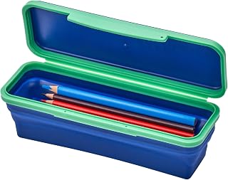 Bostitch LockerMate Flexi Storage Expandable Pencil Box, 1-3/4"H x 3" W x 8-3/4"D, Navy/Green