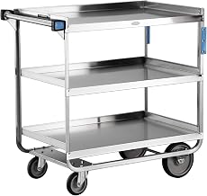 Manufacturing 744 Utility Cart, Stainless Steel, 3 Shelves, 700 lb. Capacity (Fully Assembled)
