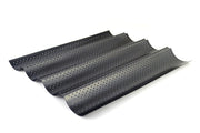 World Cuisine 4 Baguette Pan by PADERNO – 15 inches (L) x 13 inches (W) x 1 inch (H), 4 inches, Black, Model 47014-35