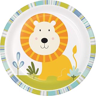 Creative Converting 324578 Wild Safari Lion Cake/Dessert Luncheon Plate, 7", Multicolor