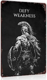 Spartan Warrior Defy Weakness Inspirational Wall Decor 8x12 In