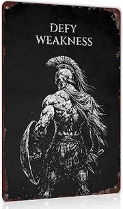 Spartan Warrior Defy Weakness Inspirational Wall Decor 8x12 In
